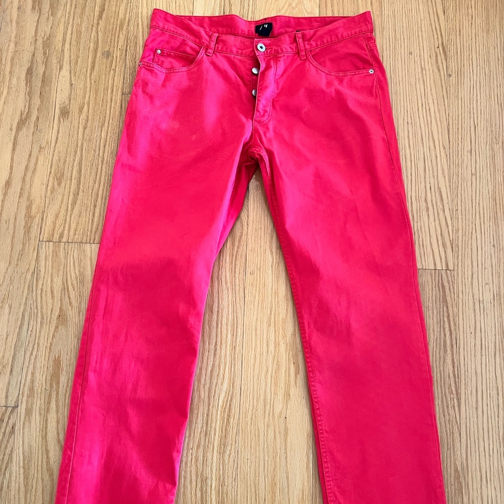 H&M Red Cotton Five Pockets Slim Fit Pants